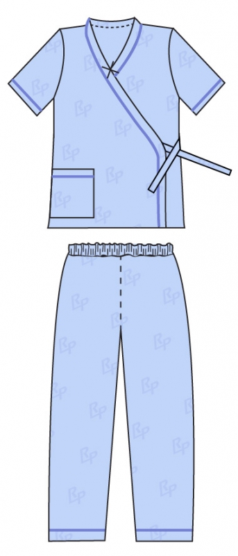 สินค้าพร้อมส่ง PS2212 ชุดคนไข้ สีฟ้าอ่อน เสื้อกิโมโน กางเกงเอวยางยืด